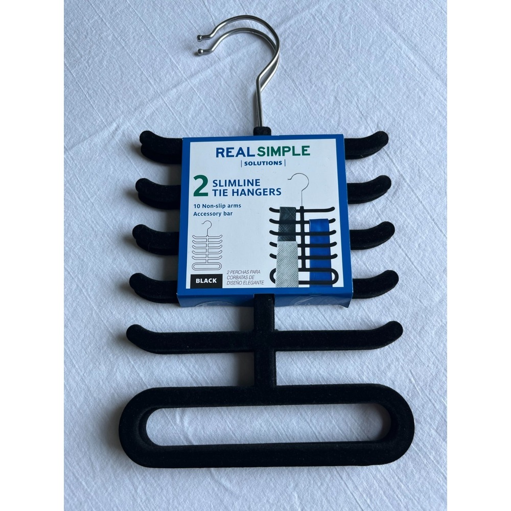 Real Simple Solutions Slim Line Tie Hangers 2-Pack Space Saving Closet Organizer